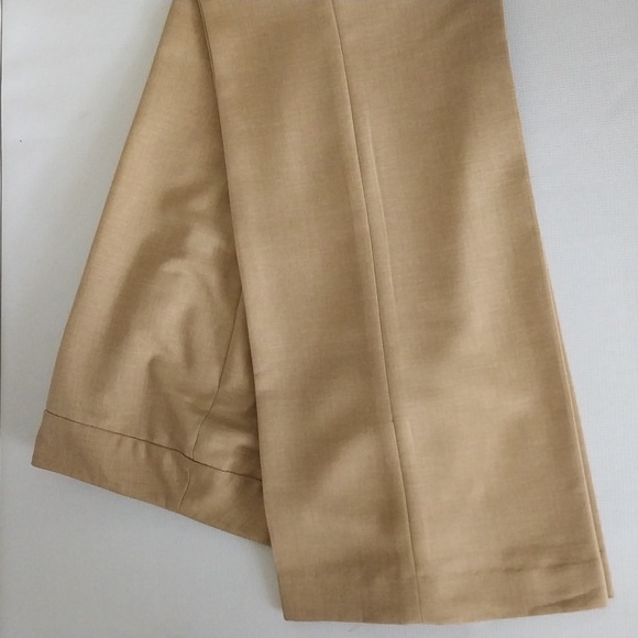 NINE WEST Pant Suit Wide Straight Leg CAMEL One Lapel Ruffle Classy Lady Size 8 - Picture 5 of 16